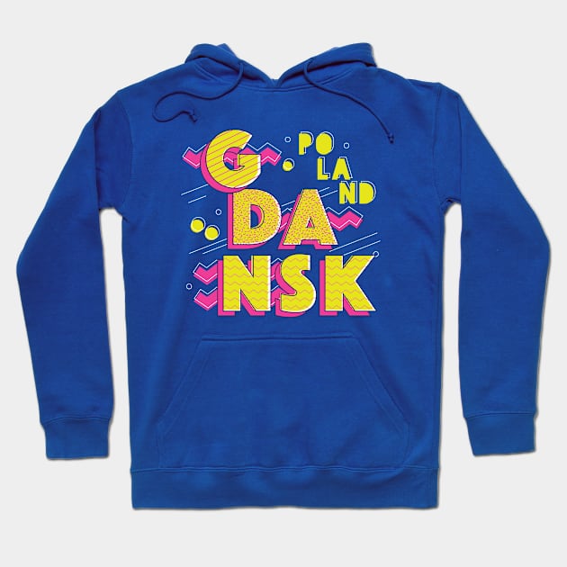 Retro 90s Gdansk, Poland Hoodie by SLAG_Creative